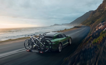 Porsche bike carrier on road