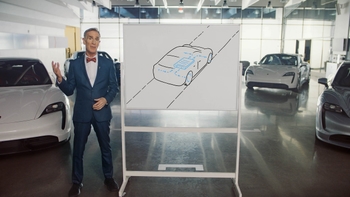 Porsche Taycan Bill Nye presentation