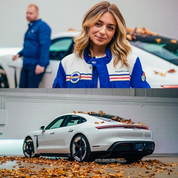Two people wearing Porsche jackets