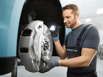 Porsche Technician with brake check