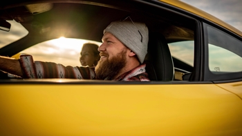 Porsche sunset yellow drive