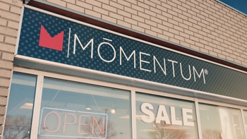 Momentum Clothing signage outside store in Saskatoon