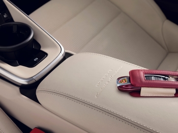 Porsche key and pouch on corduroy finish centre. Porsche Exclusive Manufaktur