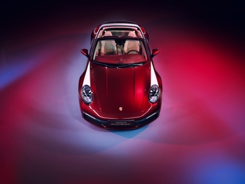 Top view of Porsche 911 Targa 4S Heritage Design in ambient lighting