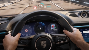 Augmented reality heads up display on instrument cluster of a sports car