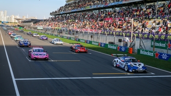Grid lineup for the season opening race for Porsche Carrera Cup Asia 2026, with Team Porsche Malaysia in front of the grid