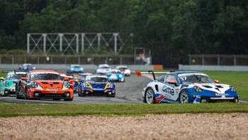 911 Cup cars on track racing during Porsche Carrera Cup Asia in Zhuhai International Circuit