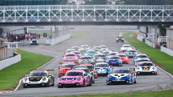 Grid start during Porsche Carrera Cup Asia 2026 race in Zhuhai