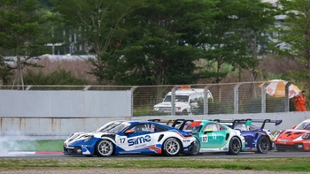 Team Porsche Malaysia #17 and racing excitement at Porsche Carrera Cup Asia race in Zhuhai