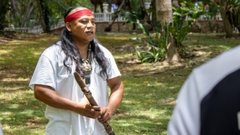 Chaman explaining the importance of caring for the environment