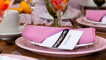Porsche table decorated