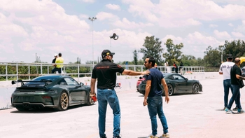 Porsche clients checking out the cars that gathered for the Track Day event in Leon (Mexico)