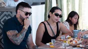 Porsche guests enjoying a meal together