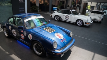 Porsche en exhibición en la rueda de prensa de Rally Maya 2026.