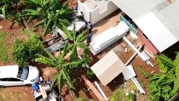Casa en construcción vista desde el aire