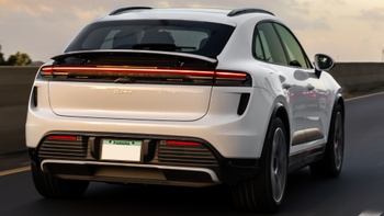 Porsche Macan Electric white from behind