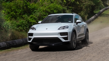 Porsche Macan Electric white on the run